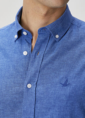 Beymen Club Comfort Fit Kobalt Keten Gömlek - 5