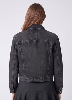 Beymen Club Antrasit Serpme Taşlı Kısa Trucker Denim Ceket - 4