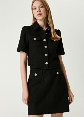 Beymen Club Siyah Mini Tweed Etek - 8