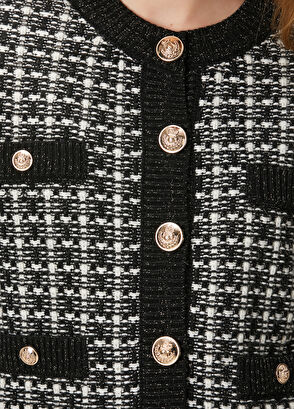 Beymen Club Siyah Beyaz Tweed Dokulu Triko Ceket - 7