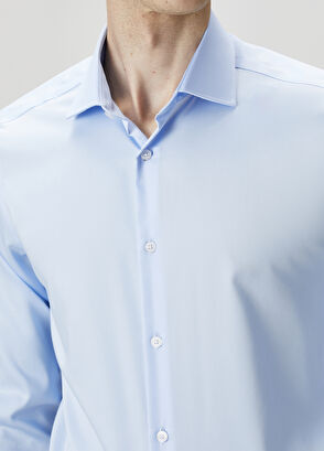 Beymen Club Comfort Fit Blue Non-Iron Shirt - 5