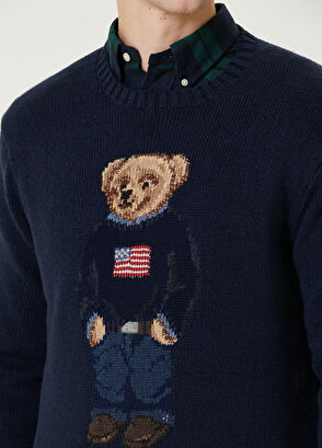 Polo Ralph Lauren Lacivert Logo Jakarlı Kazak - 5