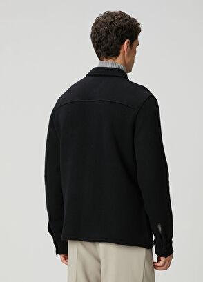 Laneus Siyah Yün Triko Hırka - 4