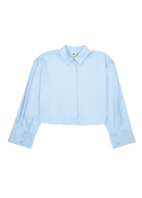 Beymen Club Mavi Crop Poplin Gömlek - 8