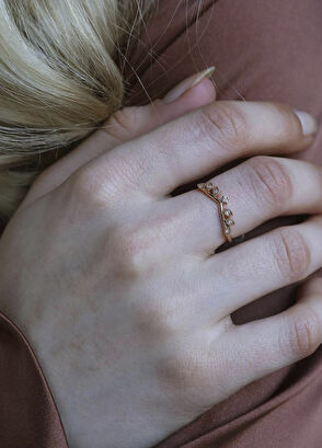 Hazine Pırlanta 14 Ayar Rose Kadın Pırlanta Yüzük - Görsel 5