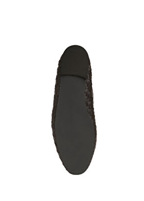 Beymen Club Brown Knit Textured Leather Ballet Flats - 10