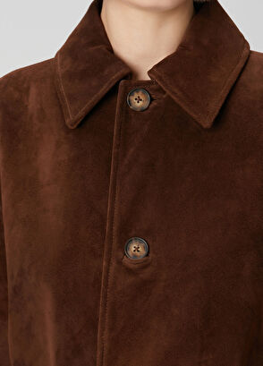 Kahverengi Süet Palto - Görsel 7