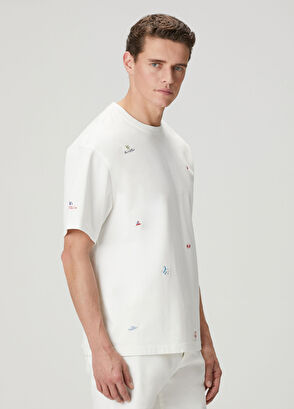 Beymen Club Beyaz Relax Fit Baskı ve Nakışlı T-shirt - 5