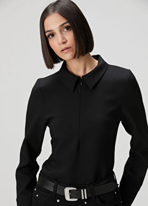 Siyah Fermuar Detaylı Bluz - Görsel 5