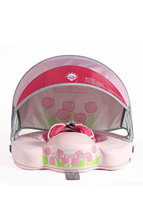 Mambobaby Pink Flowers Emniyetli Gölgelikli Ayak Destekli Bebek Yüzme Simidi - 4