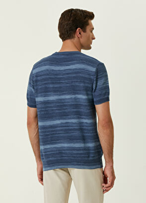 Beymen Club Mavi İri Örgü Dokulu Kısa Kollu Kazak - 4