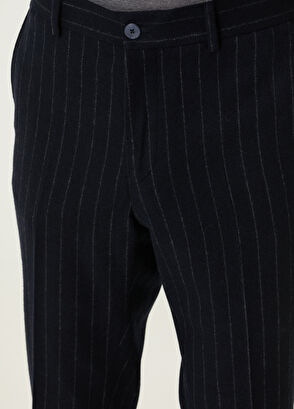 Beymen Club Lacivert Çizgili Yün Pantolon - 4