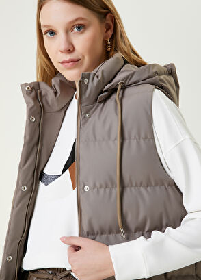 Beymen Club Gri Kapüşonlu Puff Yelek - 4