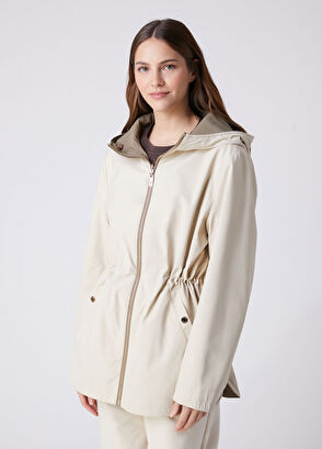 Beymen Club Khaki Ecru Reversible Hooded Coat - 5