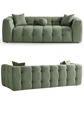 Bekaliving Nammos Comfort Teddy Yeşil Üçlü Kanepe - 5