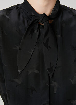 Beymen Club Black Logo Jacquard Silk Shirt - 6