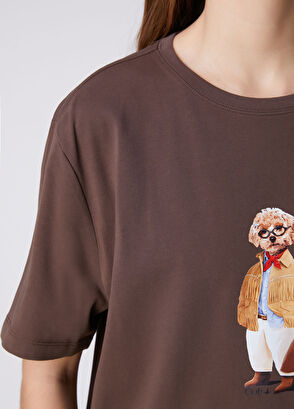 Beymen Club Brown Dog Print T-Shirt - 8