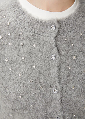 Beymen Club Gri Taş İşlemeli Hırka - 6