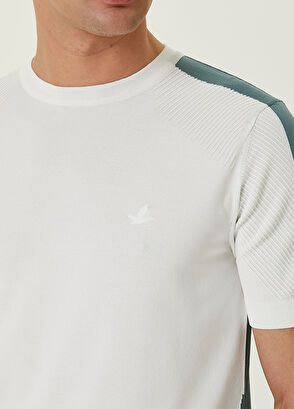 Beymen Club Beyaz Omzu Colorblocked Detaylı Kısa Kollu Kazak - 5