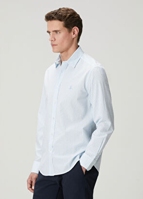 Beymen Club Comfort Fit Mavi Beyaz Çizgili Gömlek - 5