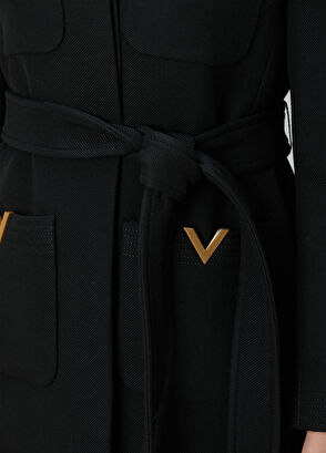 VLogo Siyah Yün Palto - Görsel 6