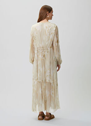 Beymen Club Beige Floral Midi Chiffon Dress - 4