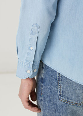 Beymen Club Mavi Yıkamalı Comfort Fit Jean Gömlek - 7