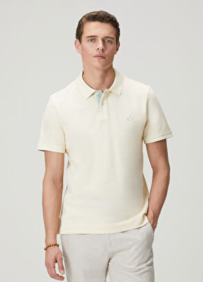 Beymen Club Krem Comfort Fit Yaka Altı Baskılı Polo T-shirt - 4