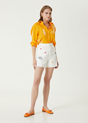 Beymen Club Orange Ethnic Embroidered Linen Shirt - 3