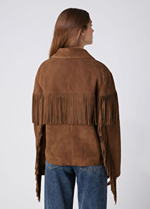Beymen Club Brown Fringed Leather Jacket - 6