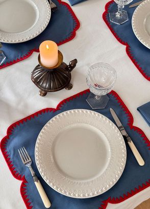 Homes & Seasons Monaco Mavi Kırmızı Amerikan Servis ve Peçete Seti - 7