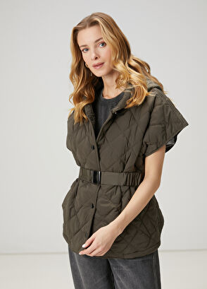 Beymen Club Khaki Hooded Quilted Vest - 4