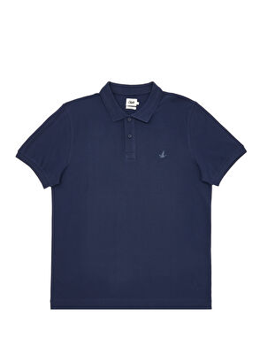 Beymen Club Navy Blue Polo Collar Honeycomb Textured Logo T-shirt - 8
