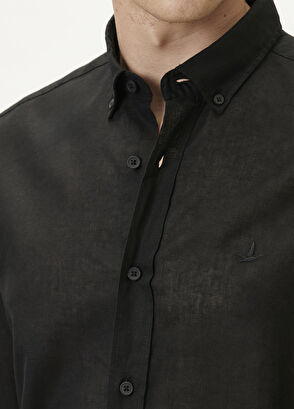 Beymen Club Comfort Fit Black Linen Shirt - 8