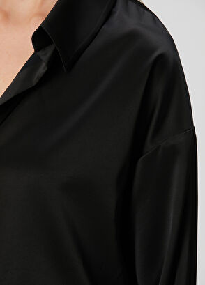 Beymen Collection Black Loose Fit Satin Shirt - 6