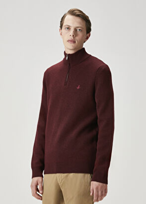 Beymen Club Mürdüm Fermuarlı Basic Yün Kazak - 4