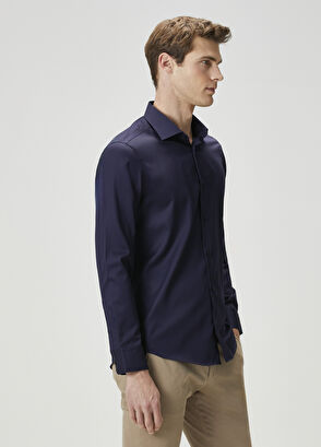 Beymen Club Comfort Fit Navy Blue Non-Iron Shirt - 3
