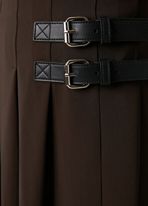 Beymen Club Kahverengi Pileli Midi Etek - 6