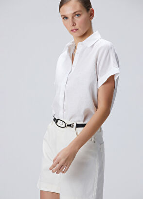 Network Beyaz Keten Gömlek - 4