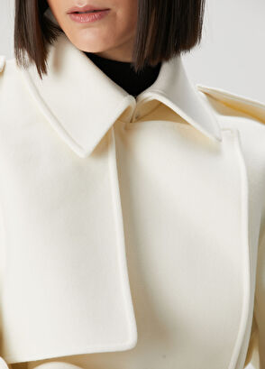 Ekru Yün Palto - Görsel 9