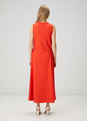 Beymen Club Long Dress With Red Gathering Detail - 5