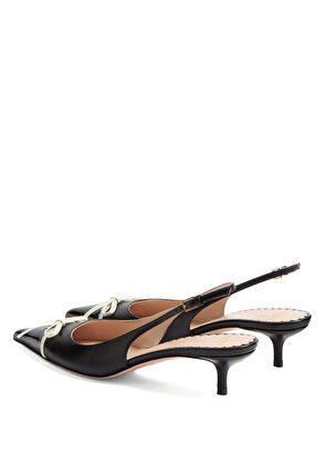 VLogo Signature Siyah Beyaz Deri Topuklu Ayakkabı - Görsel 6