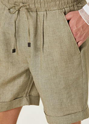 Beymen Club Light Khaki Linen Shorts - 4
