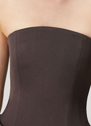 Antrasit Straplez Maksi Abiye Elbise - Görsel 7