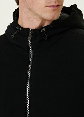 Moorer Siyah Kapüşonlu Yün Mont - 5