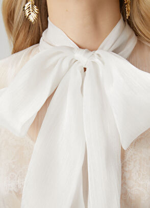 Beymen Club Kırık Beyaz Transparan Abiye Bluz - 8