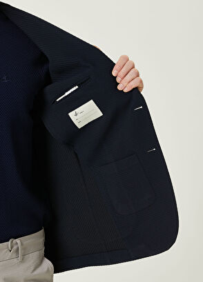 Beymen Club Navy Blue Diagonal Textured Knitted Jacket - 9