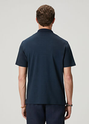 Beymen Club Navy Blue Comfort Fit Linen Insert Polo T-Shirt - 6