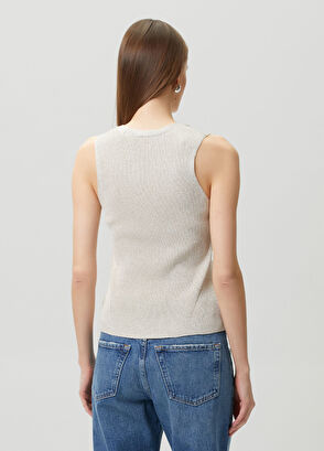 Join Us Beige Striped Textured Knitwear - 4