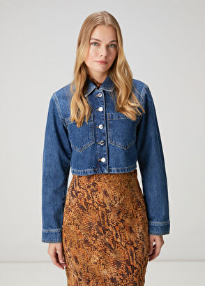 Beymen Club Blue Crop Denim Jacket - 4